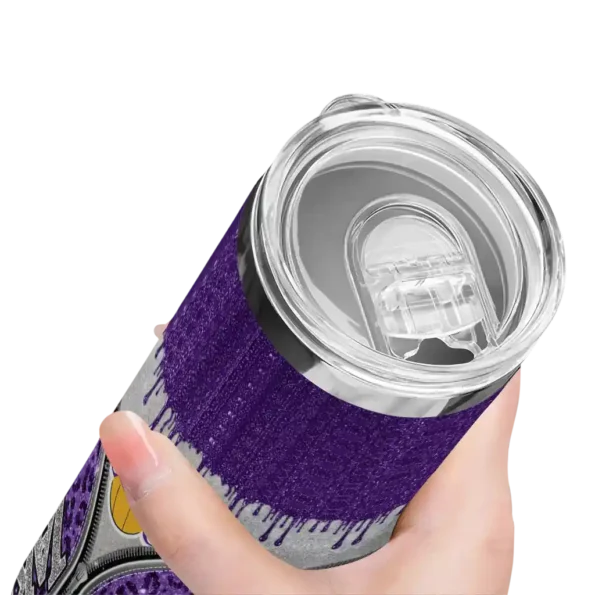 personalized los angeles lakers sparkle drip purple skinny tumbler high quality.webp