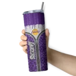 personalized los angeles lakers sparkle drip purple skinny tumbler best selling 1.webp
