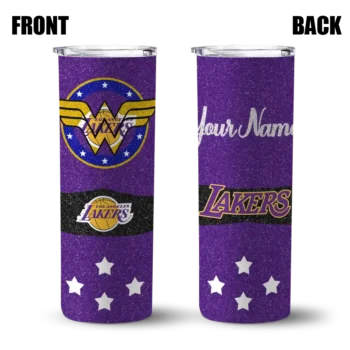 personalized los angeles lakers star cluster purple skinny tumbler fashion forward.webp