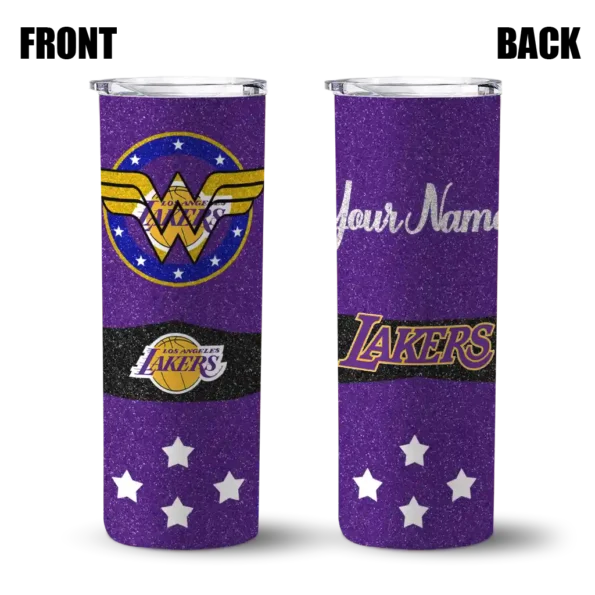 personalized los angeles lakers star cluster purple skinny tumbler fashion forward.webp