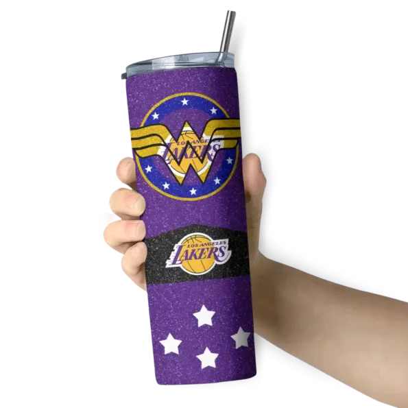 personalized los angeles lakers star cluster purple skinny tumbler premium grade.webp