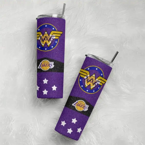 personalized los angeles lakers star cluster purple skinny tumbler top rated.webp