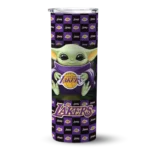 personalized los angeles lakers yoda cozy purple black skinny tumbler best selling 1.webp