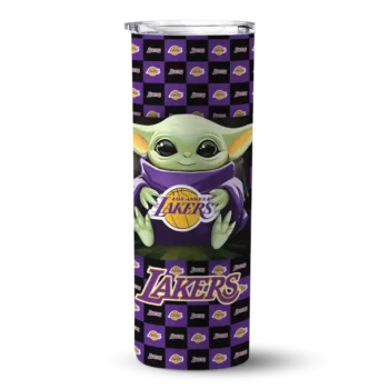 personalized los angeles lakers yoda cozy purple black skinny tumbler best selling 1.webp