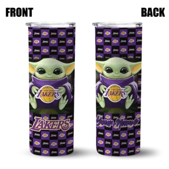 personalized los angeles lakers yoda cozy purple black skinny tumbler fashion forward.webp