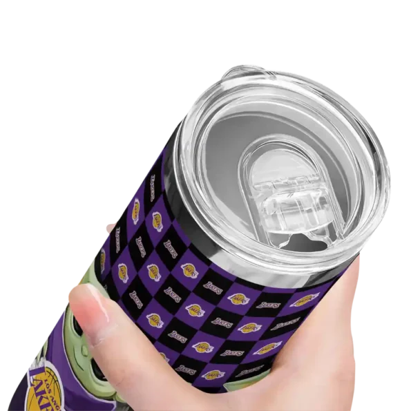 personalized los angeles lakers yoda cozy purple black skinny tumbler high quality.webp