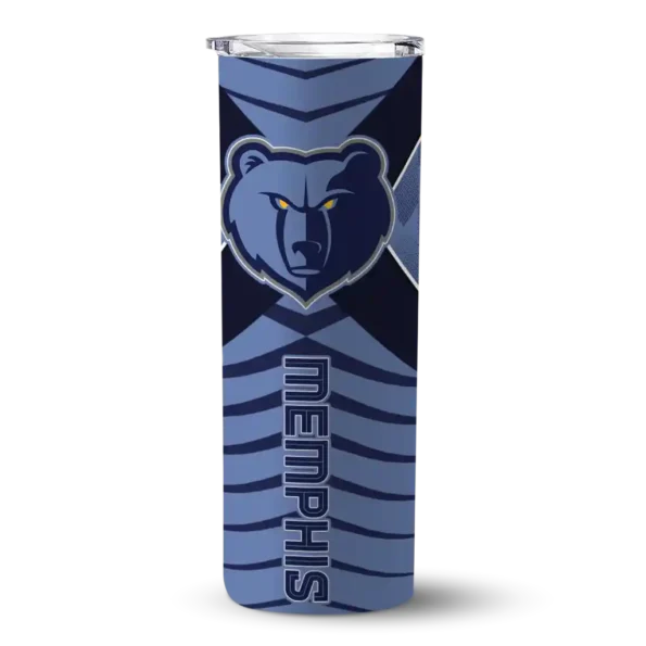 personalized memphis grizzlies camo texture blue skinny tumbler best selling 1.webp