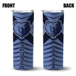 personalized memphis grizzlies camo texture blue skinny tumbler best selling 1.webp