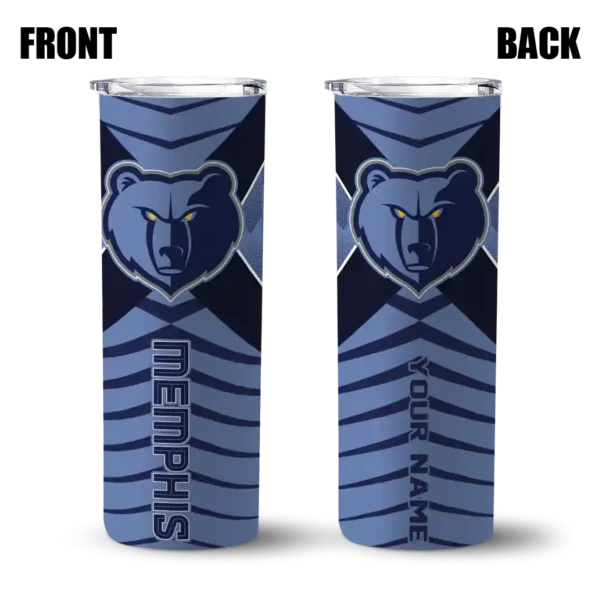 personalized memphis grizzlies camo texture blue skinny tumbler fashion forward.webp