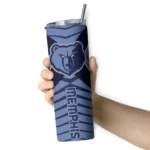 personalized memphis grizzlies camo texture blue skinny tumbler best selling 1.webp