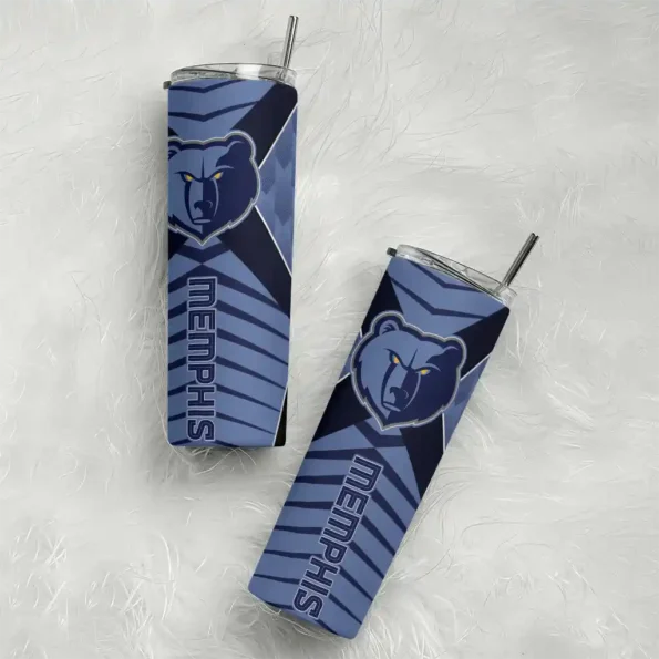 personalized memphis grizzlies camo texture blue skinny tumbler top rated.webp