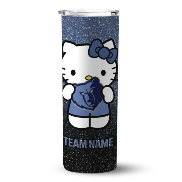 personalized memphis grizzlies hello kitty blue black skinny tumbler best selling 1.webp