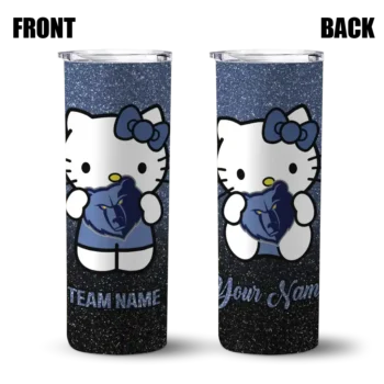 personalized memphis grizzlies hello kitty blue black skinny tumbler fashion forward.webp