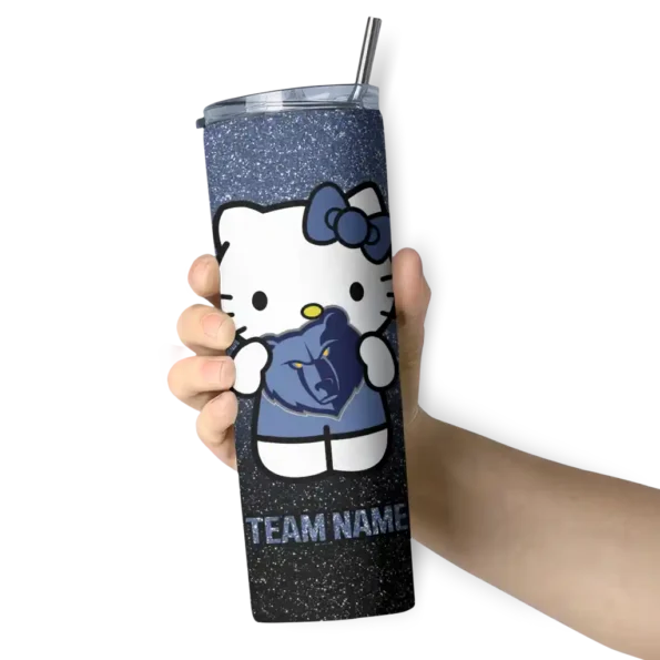 personalized memphis grizzlies hello kitty blue black skinny tumbler premium grade.webp
