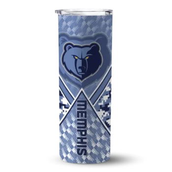 personalized memphis grizzlies monogram burst blue white skinny tumbler best selling 1.webp