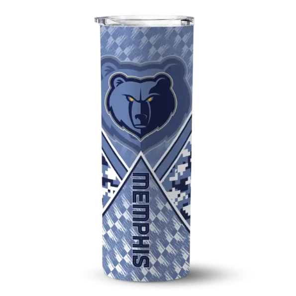 personalized memphis grizzlies monogram burst blue white skinny tumbler best selling 1.webp