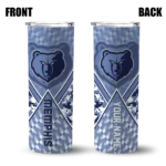 personalized memphis grizzlies monogram burst blue white skinny tumbler best selling 1.webp