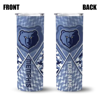 personalized memphis grizzlies monogram burst blue white skinny tumbler fashion forward.webp