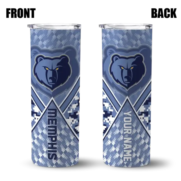 personalized memphis grizzlies monogram burst blue white skinny tumbler fashion forward.webp