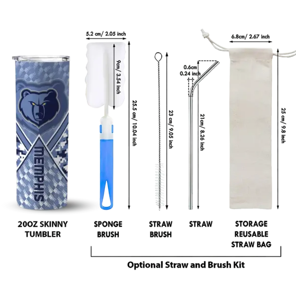 personalized memphis grizzlies monogram burst blue white skinny tumbler new arrival.webp