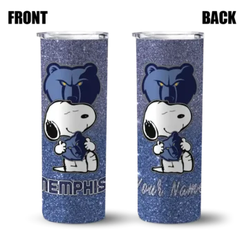 personalized memphis grizzlies snoopy attitude blue skinny tumbler fashion forward.webp