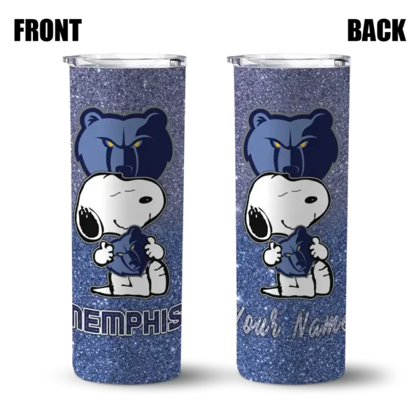 personalized memphis grizzlies snoopy attitude blue skinny tumbler fashion forward.webp