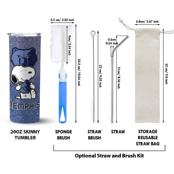 personalized memphis grizzlies snoopy attitude blue skinny tumbler new arrival.webp