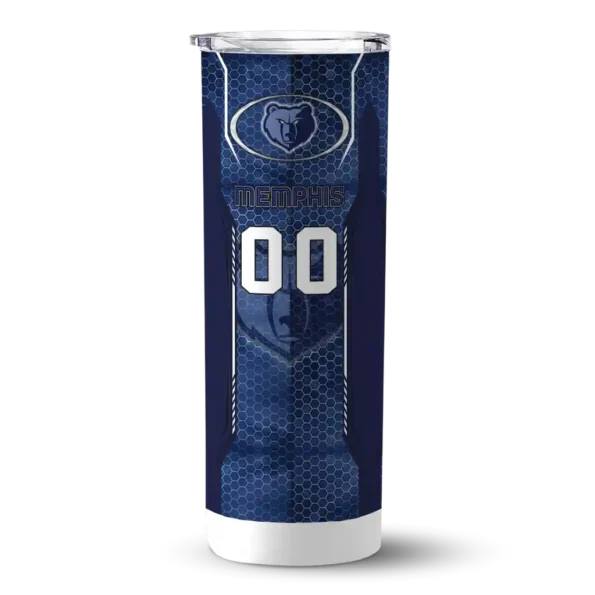 personalized memphis grizzlies stacked diamond blue skinny tumbler best selling 1.webp