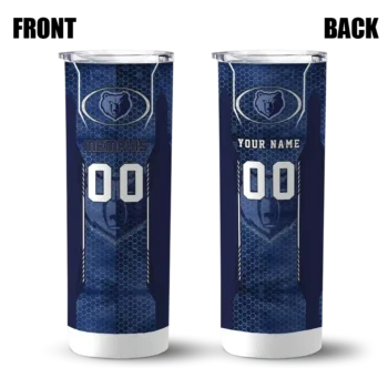 personalized memphis grizzlies stacked diamond blue skinny tumbler fashion forward.webp