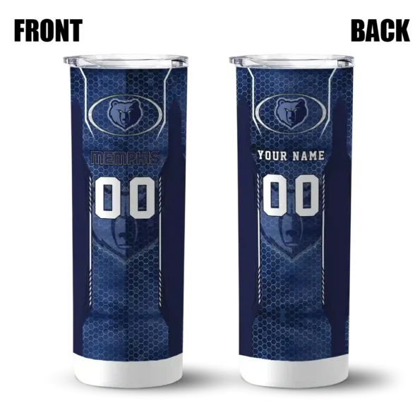 personalized memphis grizzlies stacked diamond blue skinny tumbler fashion forward.webp