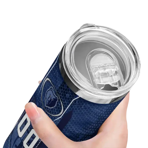personalized memphis grizzlies stacked diamond blue skinny tumbler high quality.webp