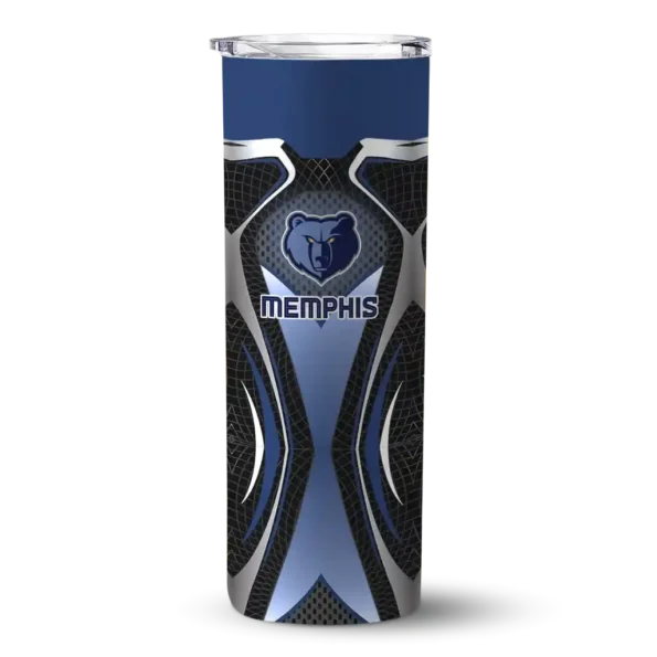 personalized memphis grizzlies superman emblem blue black skinny tumbler best selling 1.webp