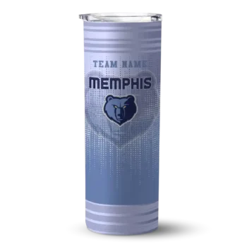personalized memphis grizzlies swirl texture blue skinny tumbler best selling 1.webp