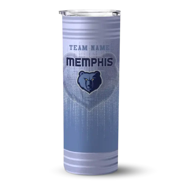 personalized memphis grizzlies swirl texture blue skinny tumbler best selling 1.webp