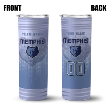 personalized memphis grizzlies swirl texture blue skinny tumbler fashion forward.webp