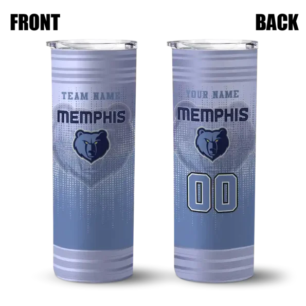 personalized memphis grizzlies swirl texture blue skinny tumbler fashion forward.webp