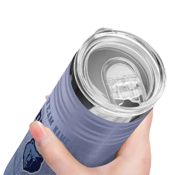 personalized memphis grizzlies swirl texture blue skinny tumbler high quality.webp