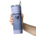 personalized memphis grizzlies swirl texture blue skinny tumbler best selling 1.webp