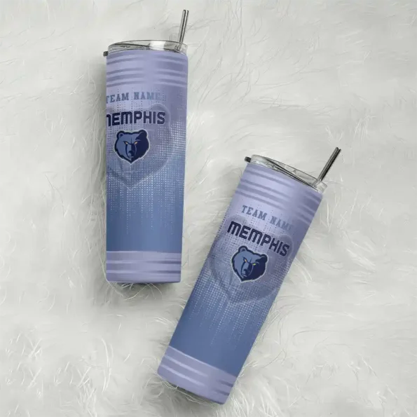 personalized memphis grizzlies swirl texture blue skinny tumbler top rated.webp