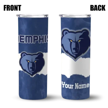 personalized memphis grizzlies torn band blue white skinny tumbler fashion forward.webp