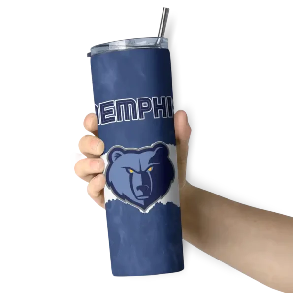 personalized memphis grizzlies torn band blue white skinny tumbler premium grade.webp