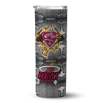 personalized miami heat chevron v red gray skinny tumbler best selling 1.webp