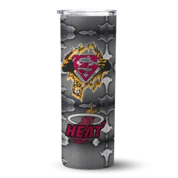 personalized miami heat chevron v red gray skinny tumbler best selling 1.webp