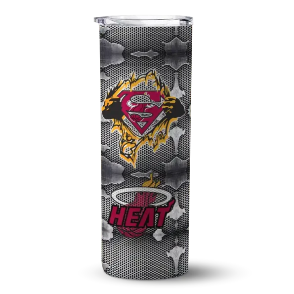 personalized miami heat chevron v red gray skinny tumbler best selling 1.webp
