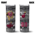 personalized miami heat chevron v red gray skinny tumbler best selling 1.webp