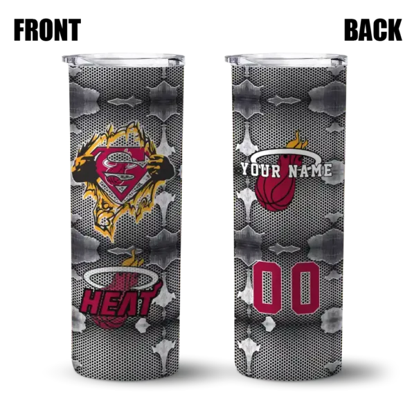 personalized miami heat chevron v red gray skinny tumbler fashion forward.webp