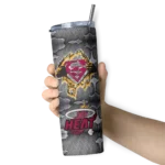 personalized miami heat chevron v red gray skinny tumbler best selling 1.webp