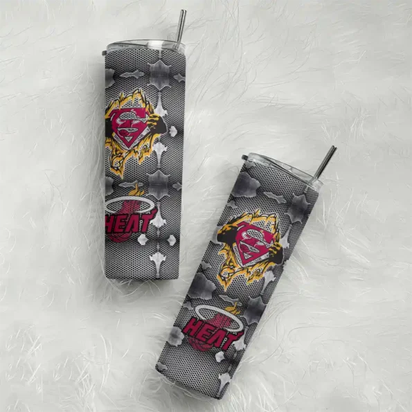 personalized miami heat chevron v red gray skinny tumbler top rated.webp