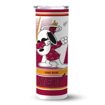 personalized miami heat snoopy dog red white skinny tumbler best selling 1.webp