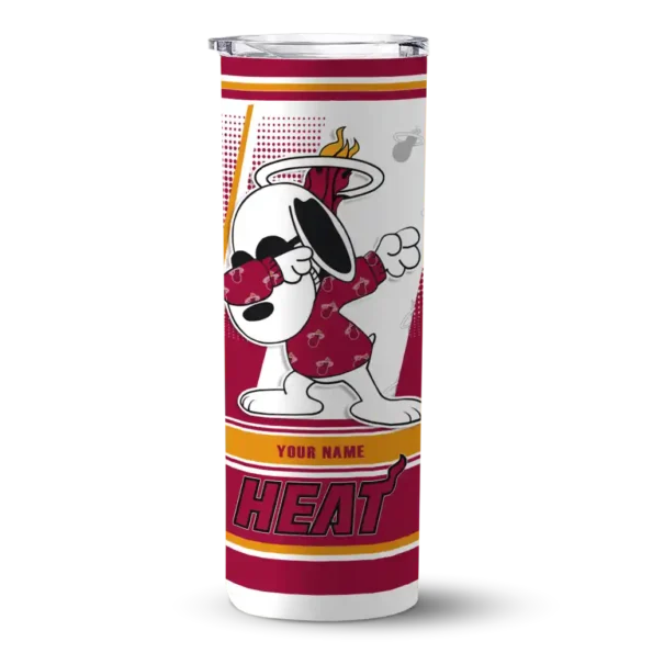 personalized miami heat snoopy dog red white skinny tumbler best selling 1.webp